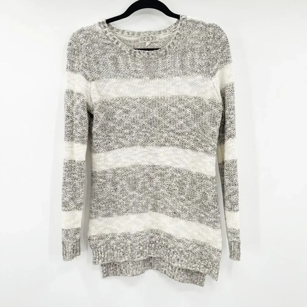 Pink Rose Women's Gray Cream Striped Pullover Sweater Size‎ M